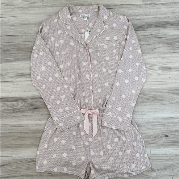 NWT PJ SAlVAGE DIGITY Dots Polka Dot Pajama Romper Sz Med